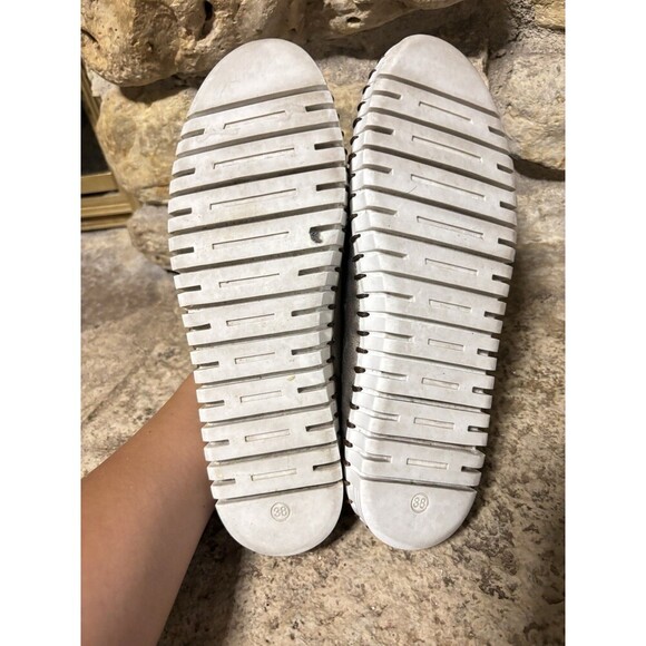 ERIC MICHAEL Bronze Laser Cut Slip On Leather White Sole Espadrille Shoes 38/7.5 - Picture 7 of 7